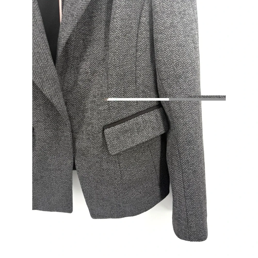 White House Black Market Gray Black Tweed Suit Blazer Jacket Career Women 10 EUC